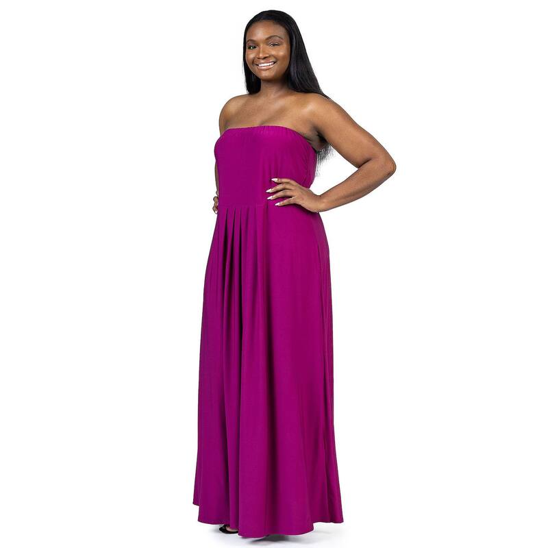 【送料無料】 24セブンコンフォート レディース ワンピース トップス Plus Size 24Seven Comfort Apparel Pleated A Line Strapless Maxi Dress With Pockets Teal