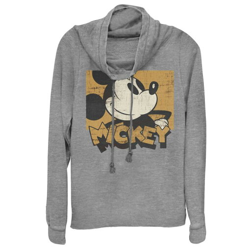 【送料無料】 ライセンス キャラクター レディース Tシャツ トップス Disney's Mickey Mouse Juniors' Modern Cowlneck Graphic Lightweight Long Sleeve Gray Heather 【送料無料】 ライセンス キャラクター レディース Tシャツ トップス Disney's Mickey Mouse Juniors' Modern Cowlneck Graphic Lightweight Long Sleeve Gray Heather