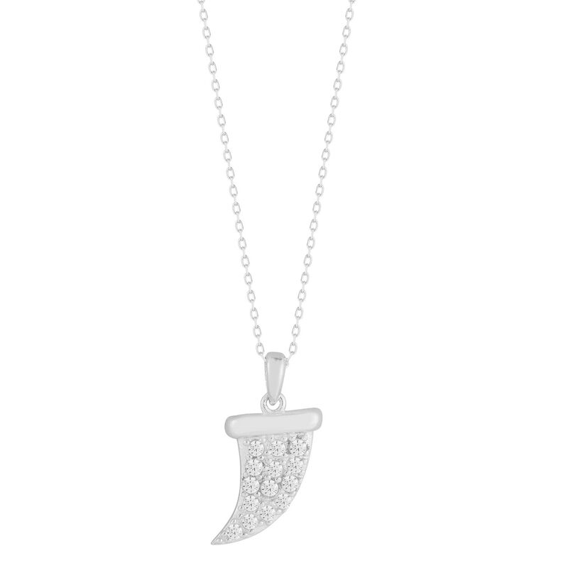 Sunkissed Sterling レディース アクセサリー ネックレス・チョーカー・ペンダントトップ レース Sunkissed Sterling Silver Cubic Zirconia Horn Pendant Necklace Silver Tone シルバー
