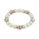 【送料無料】 1928 レディース ブレスレット・バングル・アンクレット アクセサリー 1928 Flower Bead & Simulated Crystal Stretch Bracelet White(4)