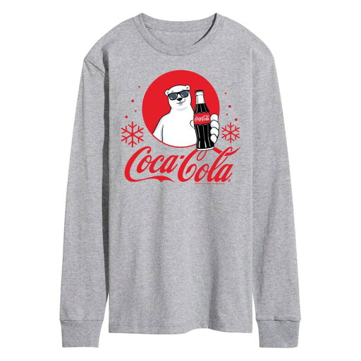 【送料無料】 ライセンス キャラクター メンズ Tシャツ トップス Men's CocaCola Polar Bear Long Sleeve Graphic Tee Gray