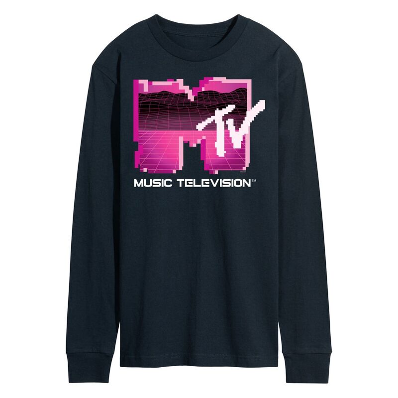 【送料無料】 ライセンス キャラクター メンズ Tシャツ トップス Men's MTV Retro Gamer Logo Long Sleeve Graphic Tee Navy