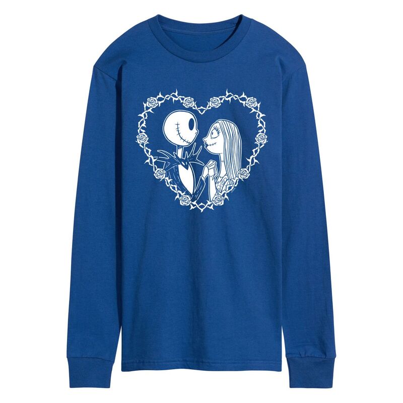 楽天ReVida 楽天市場店【送料無料】 ディズニー メンズ Tシャツ トップス Disney's Nightmare At Christmas Jack Sally Men's Long Sleeve Graphic Tee Blue