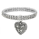 【送料無料】 1928 レディース ブレスレット・バングル・アンクレット アクセサリー 1928 Two Row Crystal Paw And Bones Heart Charm Stretch Bracelet Silver Tone(4)