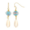 【送料無料】 1928 レディース ピアス・イヤリング アクセサリー 1928 Gold Tone Simulated Crystal and Pearl Drop Earrings Green(4)