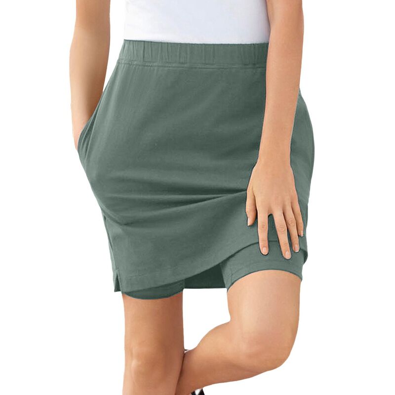 ウーマン ウィズイン レディース ボトムスカート プラスサイズ コットン Woman Within Women's Plusize Stretch Cotton Skort Pine