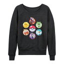 【送料無料】 ライセンス キャラクター レディース Tシャツ トップス Women's Pokemon Sparkle Badges Slouchy Graphic Sweatshirt Heather Charcoal