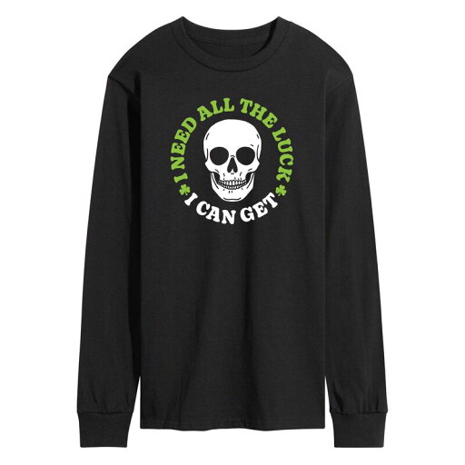 【送料無料】 ライセンス キャラクター メンズ Tシャツ トップス Men's Need All The Luck I Can Get Long Sleeve Graphic Tee Black 【送料無料】 ライセンス キャラクター メンズ Tシャツ トップス Men's Need All The Luck I Can Get Long Sleeve Graphic Tee Black