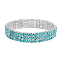 【送料無料】 1928 レディース ブレスレット・バングル・アンクレット アクセサリー 1928 Silver Tone Aqua Simulated Crystal Stretch Bracelet Blue