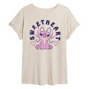 【送料無料】 ディズニー レディース Tシャツ トップス Disney's Lilo & Stitch Angel Juniors' Sweetheart Flowy Tee Beige(4)