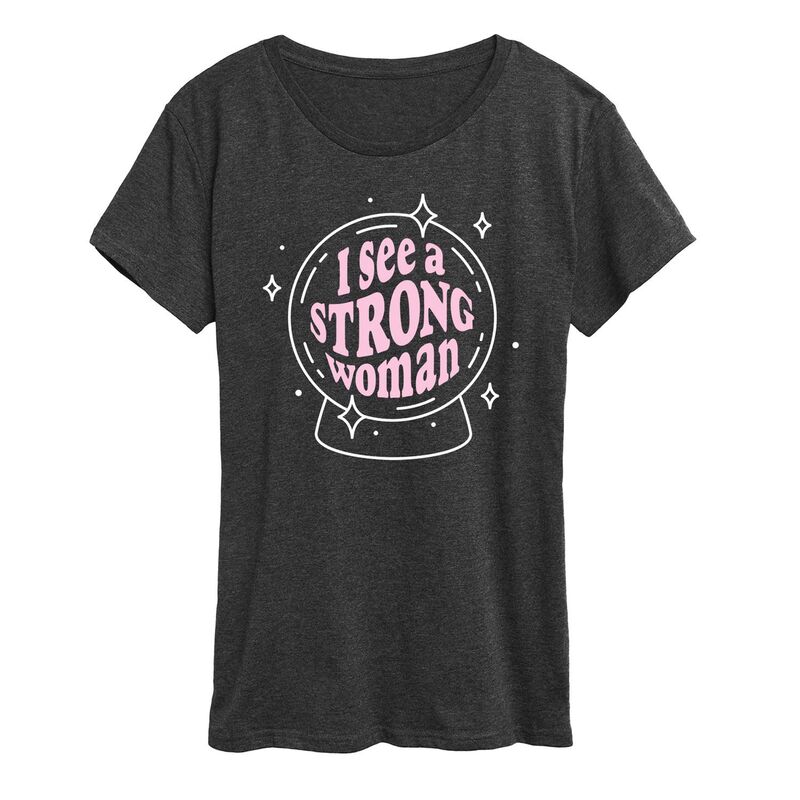 【送料無料】 ライセンス キャラクター レディース Tシャツ トップス Women's I See A Strong Woman Graphic Tee Heather Charcoal
