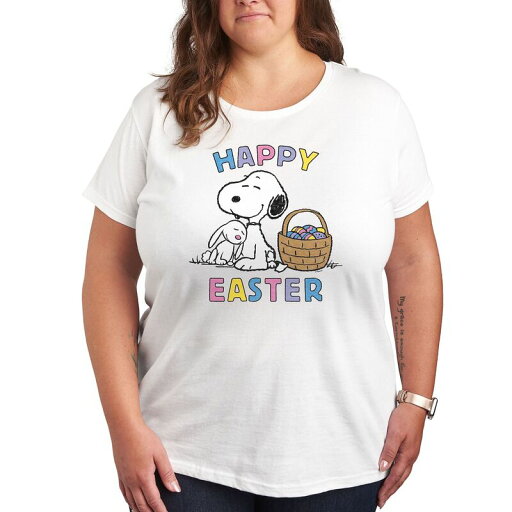 【送料無料】 ライセンス キャラクター レディース Tシャツ トップス Plus Peanuts Snoopy And Bunny Graphic Tee White 【送料無料】 ライセンス キャラクター レディース Tシャツ トップス Plus Peanuts Snoopy And Bunny Graphic Tee White