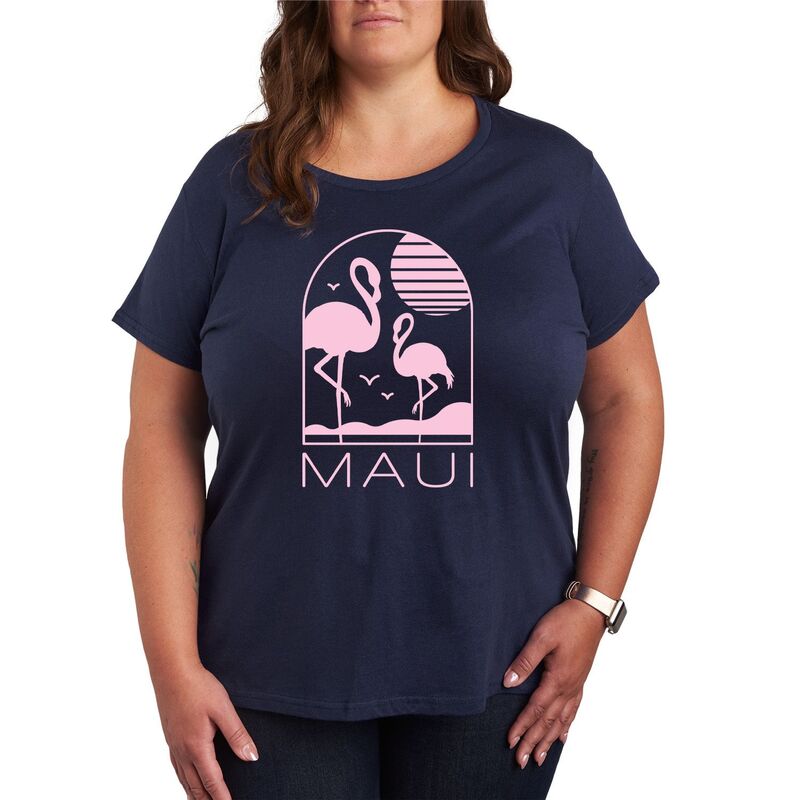 【送料無料】 アンブランデッド レディース Tシャツ トップス Plus Maui Flamingos Graphic Tee Navy