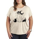 【送料無料】 アンブランデッド レディース Tシャツ トップス Plus Size Ghost and Cats Graphic Tee Beige