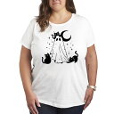 【送料無料】 アンブランデッド レディース Tシャツ トップス Plus Size Ghost and Cats Graphic Tee White