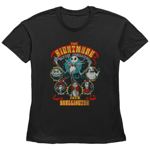 【送料無料】 ディズニー レディース Tシャツ トップス Disney's The Nightmare Before Christmas Halloween Lineup Women's Graphic Tee Black 【送料無料】 ディズニー レディース Tシャツ トップス Disney's The Nightmare Before Christmas Halloween Lineup Women's Graphic Tee Black