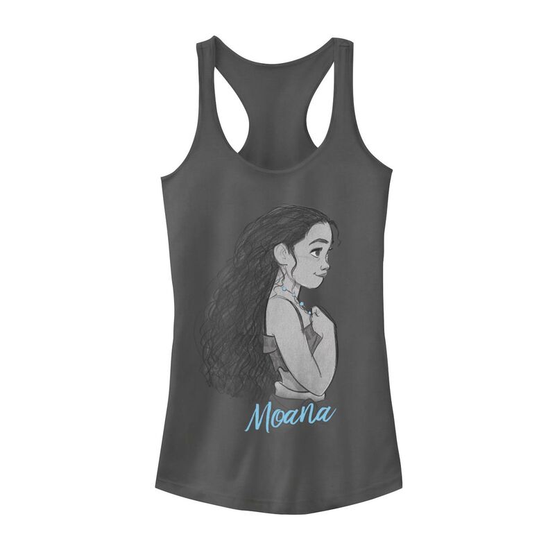 【送料無料】 ディズニー レディース Tシャツ トップス Disney's Moana Juniors' Profile Color Pop Graphic Tank Top Charcoalのサムネイル