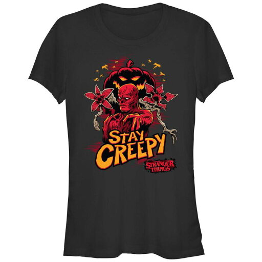 【送料無料】 ライセンス キャラクター レディース Tシャツ トップス Juniors' Stranger Things Vecna Stay Creepy Fitted Graphic Tee Black 【送料無料】 ライセンス キャラクター レディース Tシャツ トップス Juniors' Stranger Things Vecna Stay Creepy Fitted Graphic Tee Black