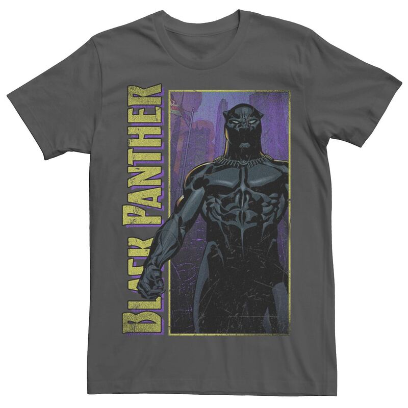 【送料無料】 ライセンス キャラクター メンズ Tシャツ トップス Men's Black Panther Dark Poster Graphic Tee Charcoal