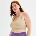 【送料無料】 Tek Gear レディース ブラジャー アンダーウェア Plus Size Tek GearR Ultra Stretch Medium Support V-Neck Bra Mini Latte