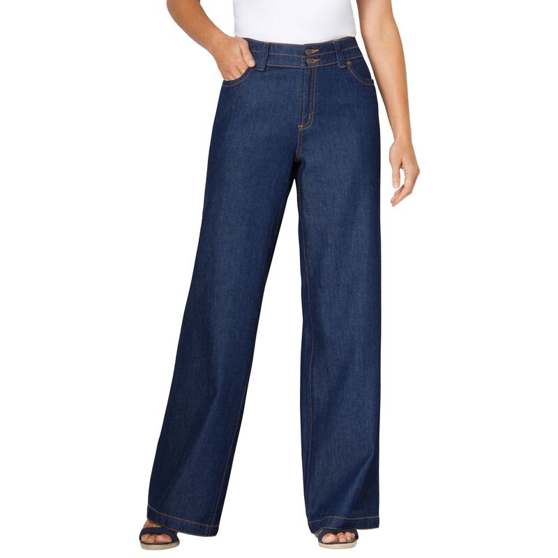 【送料無料】 ウーマン ウィズイン レディース デニムパンツ ボトムス Woman Within Women's Plus Size Perfect Cotton Wide-leg Jean Indigo