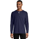 【送料無料】 ヘインズ メンズ Tシャツ トップス Men's HanesR Beefy Heavyweight Henley Navy Heather(4)