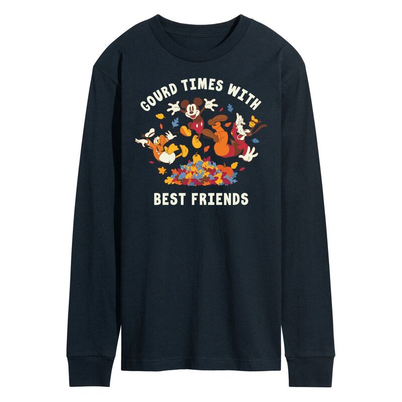 【送料無料】 ディズニー メンズ Tシャツ トップス Disney's Mickey Mouse & Friends Men's Gourd Times With Best Friends Long Sleev..