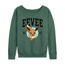 【送料無料】 ライセンス キャラクター レディース Tシャツ トップス Women's Pokemon Eevee Collegiate Slouchy Graphic Sweatshirt Heather Green