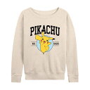 【送料無料】 ライセンス キャラクター レディース Tシャツ トップス Women's Pokemon Pikachu Collegiate Slouchy Graphic Sweatshirt Beige