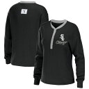 【送料無料】 ウェア バイ エリン アンドルーズ レディース Tシャツ トップス Women's WEAR by Erin Andrews Black Chicago White Sox Waffle Henley Long Sleeve T-Shirt Sox Black
