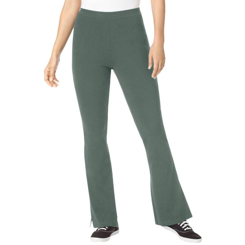 ウーマン ウィズイン レディース ボトムス カジュアルパンツ ブーツカット プラスサイズ コットン ブーツ Woman Within Women's Plusize Stretch Cotton Bootcut Pant Pine