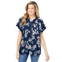 【送料無料】 ウーマン ウィズイン レディース シャツ トップス Woman Within Women's Plus Size Relaxed Campshir...