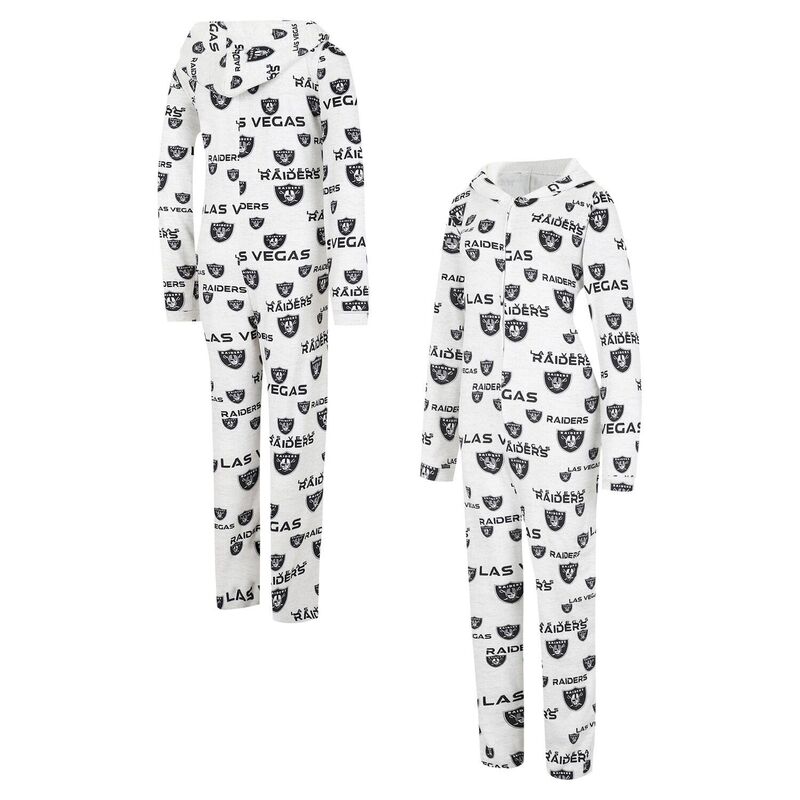 【送料無料】 アンブランデッド レディース ナイトウェア アンダーウェア Women's Concepts Sport Cream Las Vegas Raiders Docket Hoodie Full-Zip Union Suit Lvr Beige