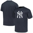 【送料無料】 プロファイル メンズ Tシャツ トップス Men's Profile Heather Navy New York Yankees Big & Tall Weathered Logo T-Shirt Ynk Navy