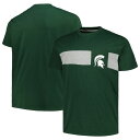 【送料無料】 プロファイル メンズ Tシャツ トップス Men's Profile Green Michigan State Spartans Big & Tall Color Stripe T-Shirt Msu Green