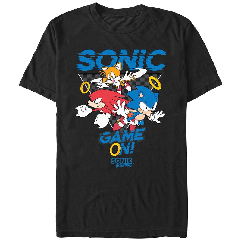 【送料無料】 ライセンス キャラクター メンズ Tシャツ トップス Men's Sonic The Hedgehog Game On Graphic Tee Black