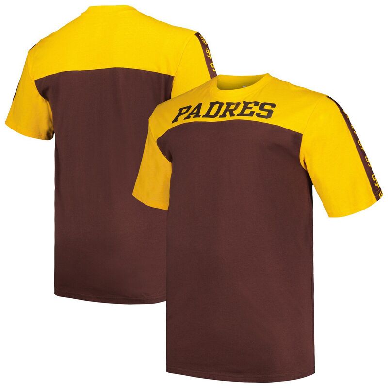【送料無料】 アンブランデッド メンズ Tシャツ トップス Men's Profile Gold/Brown San Diego Padres Big & Tall Yoke Knit T-Shirt Pad Gold