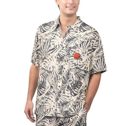 【送料無料】 アンブランデッド メンズ Tシャツ トップス Men's Margaritaville Tan Cleveland Browns Sand Washed Monstera Print Party Button-Up Shirt Brn Multi 【送料無料】 アンブランデッド メンズ Tシャツ トップス Men's Margaritaville Tan Cleveland Browns Sand Washed Monstera Print Party Button-Up Shirt Brn Multi