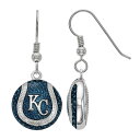 【送料無料】 アンブランデッド レディース ピアス・イヤリング アクセサリー LogoArt Sterling Silver Kansas City Royals Baseball Enameled Baseball Dangle Earrings Sterling