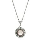 【送料無料】 1928 レディース ネックレス・チョーカー・ペンダントトップ アクセサリー 1928 Silver Tone Round Crystal Pink Simulated Pearl Drop Necklace Pink