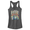 【送料無料】 ライセンス キャラクター レディース Tシャツ トップス Juniors' Fender Love Is Love Racerback Tank Top Charcoal(4)