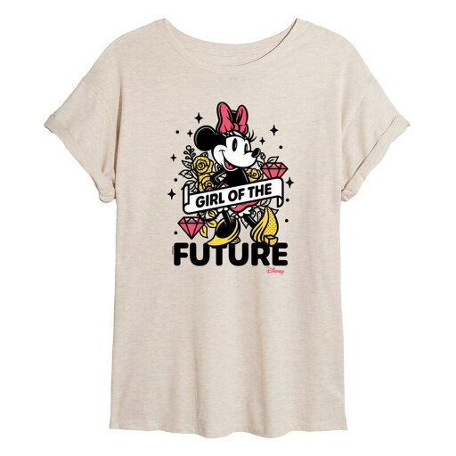 【送料無料】 ディズニー レディース Tシャツ トップス Disney's Girl Of The Future Juniors' Flowy Graphic Tee Beige 【送料無料】 ディズニー レディース Tシャツ トップス Disney's Girl Of The Future Juniors' Flowy Graphic Tee Beige