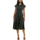 【送料無料】 ニナレオナルド レディース ワンピース トップス Women's Nina Leonard Collared Button Front Dress Black Gold