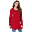 【送料無料】 ロアマンズ レディース ニット・セーター アウター Roaman's Women's Plus Size Fine Gauge Drop Needle Henley Sweater Vivid Red(4)