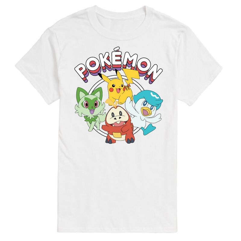 【送料無料】 ライセンス キャラクター メンズ Tシャツ トップス Big & Tall Pokemon Action Portraits Graphic Tee White