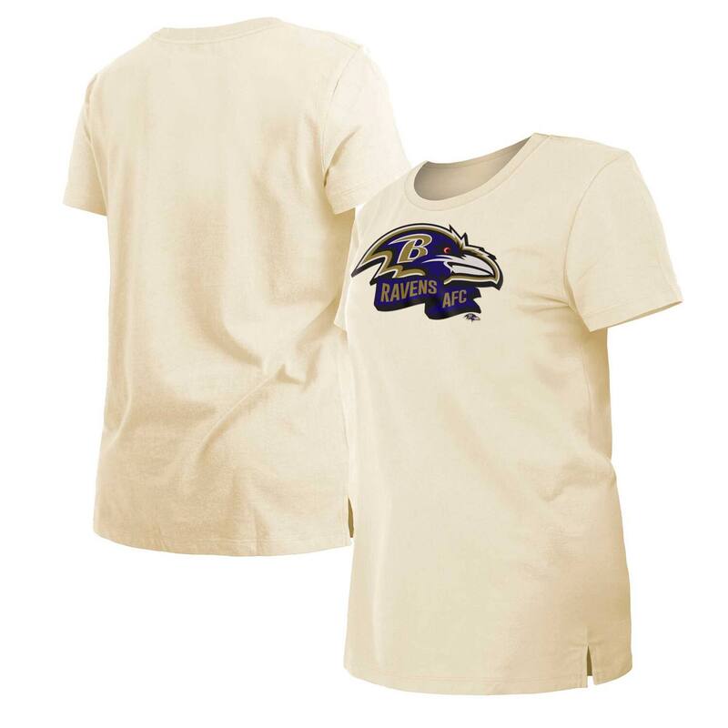【送料無料】 ニューエラ レディース Tシャツ トップス Women's New Era Cream Baltimore Ravens Chrome Sideline T-Shirt Rav Beige