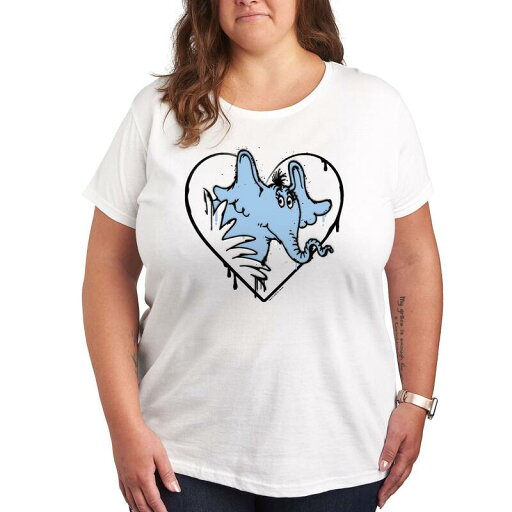 【送料無料】 ライセンス キャラクター レディース Tシャツ トップス Plus Dr. Seuss Horton Heart Graphic Tee White 【送料無料】 ライセンス キャラクター レディース Tシャツ トップス Plus Dr. Seuss Horton Heart Graphic Tee White