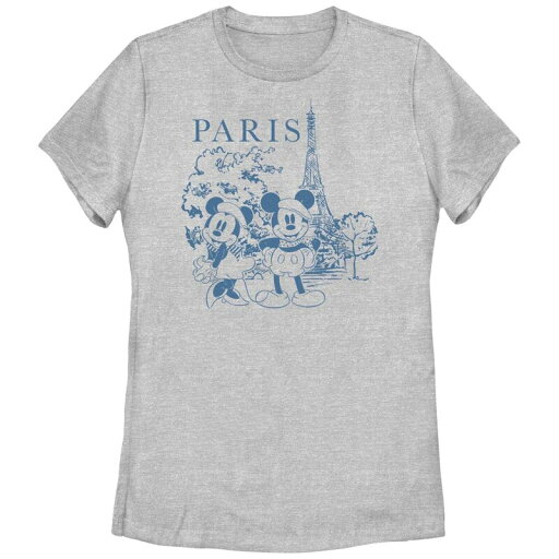 【送料無料】 ディズニー レディース Tシャツ トップス Disney's Mickey Mouse And Minnie Paris Visitors Juniors' Graphic Tee Athletic Heather 【送料無料】 ディズニー レディース Tシャツ トップス Disney's Mickey Mouse And Minnie Paris Visitors Juniors' Graphic Tee Athletic Heather