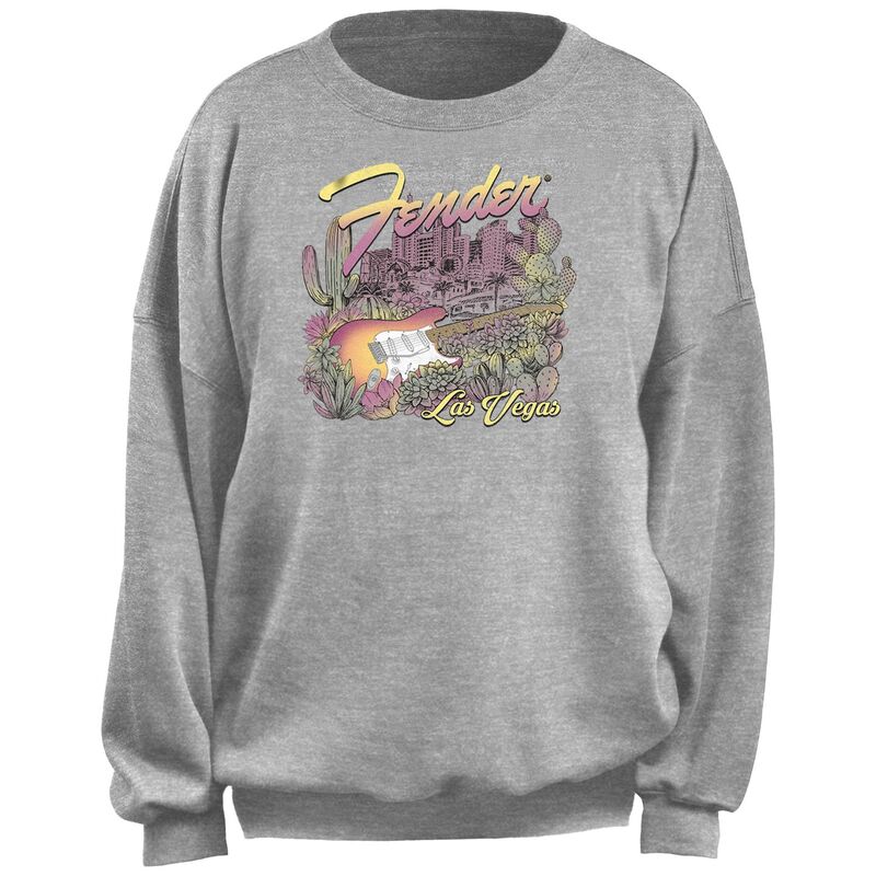 【送料無料】 ライセンス キャラクター レディース Tシャツ トップス Juniors' Fender Las Vegas Fleece Pullover Heather Gray(4)