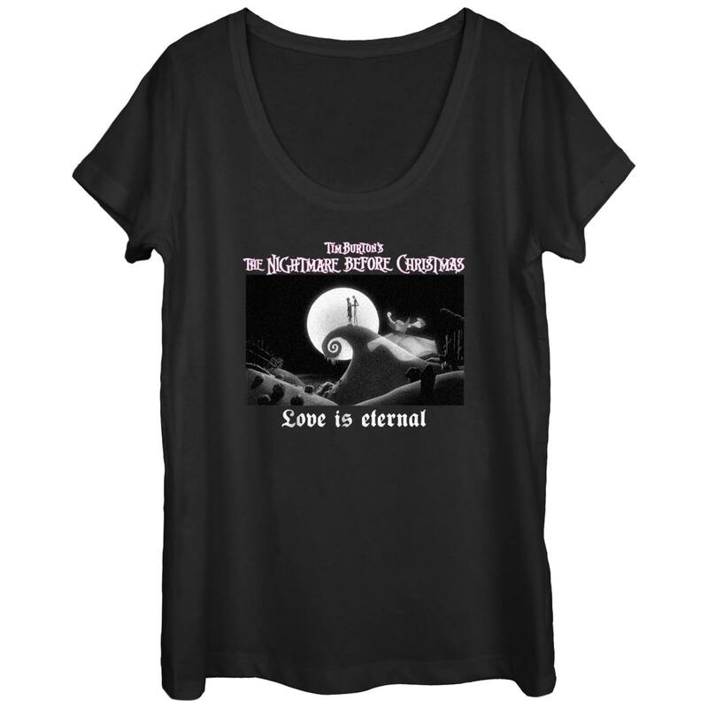【送料無料】 ディズニー レディース Tシャツ トップス Disney's The Nightmare Before Christmas Love Is Eternal Juniors' Graphic Tee Black